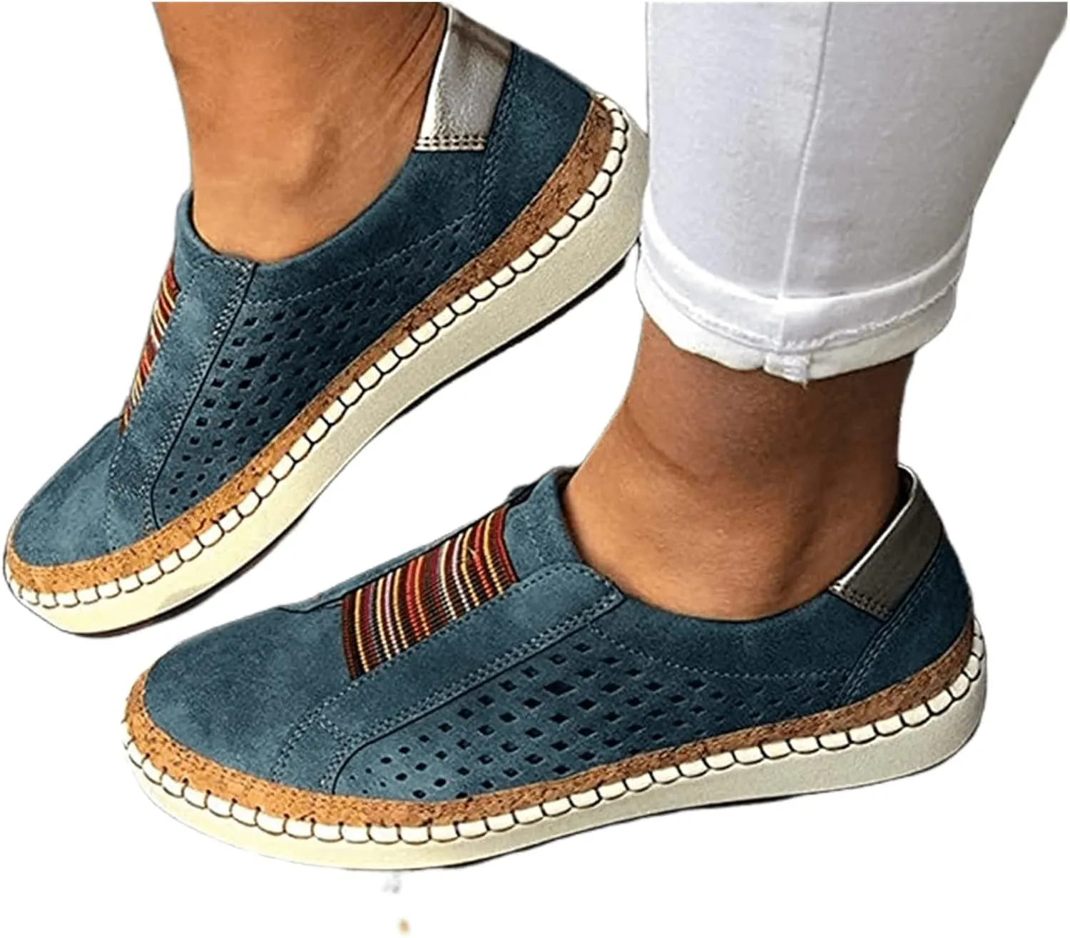 Ladmiple Shoes For Women Sneakers Slip Ons Canvas Shoes Fashion Casual Summer Low Top Platform Walking Flats Loafers