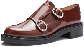 Maiyang Women Classic Round Toe Monk Strap Double Buckles Low Heel Loafers Comfort Daily Walking Driving Shoes Size 4-16 US