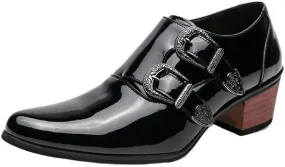 Mens Dress Loafers Leather Double Monk Strap Oxford Slip On Cap Toe Dress Shoes for Men