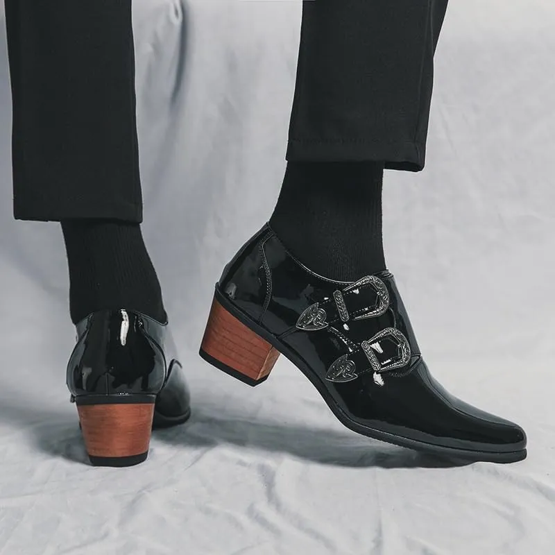 Mens Dress Loafers Leather Double Monk Strap Oxford Slip On Cap Toe Dress Shoes for Men