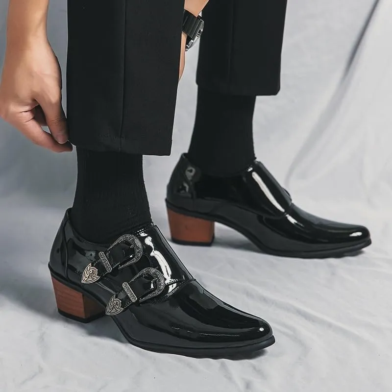 Mens Dress Loafers Leather Double Monk Strap Oxford Slip On Cap Toe Dress Shoes for Men