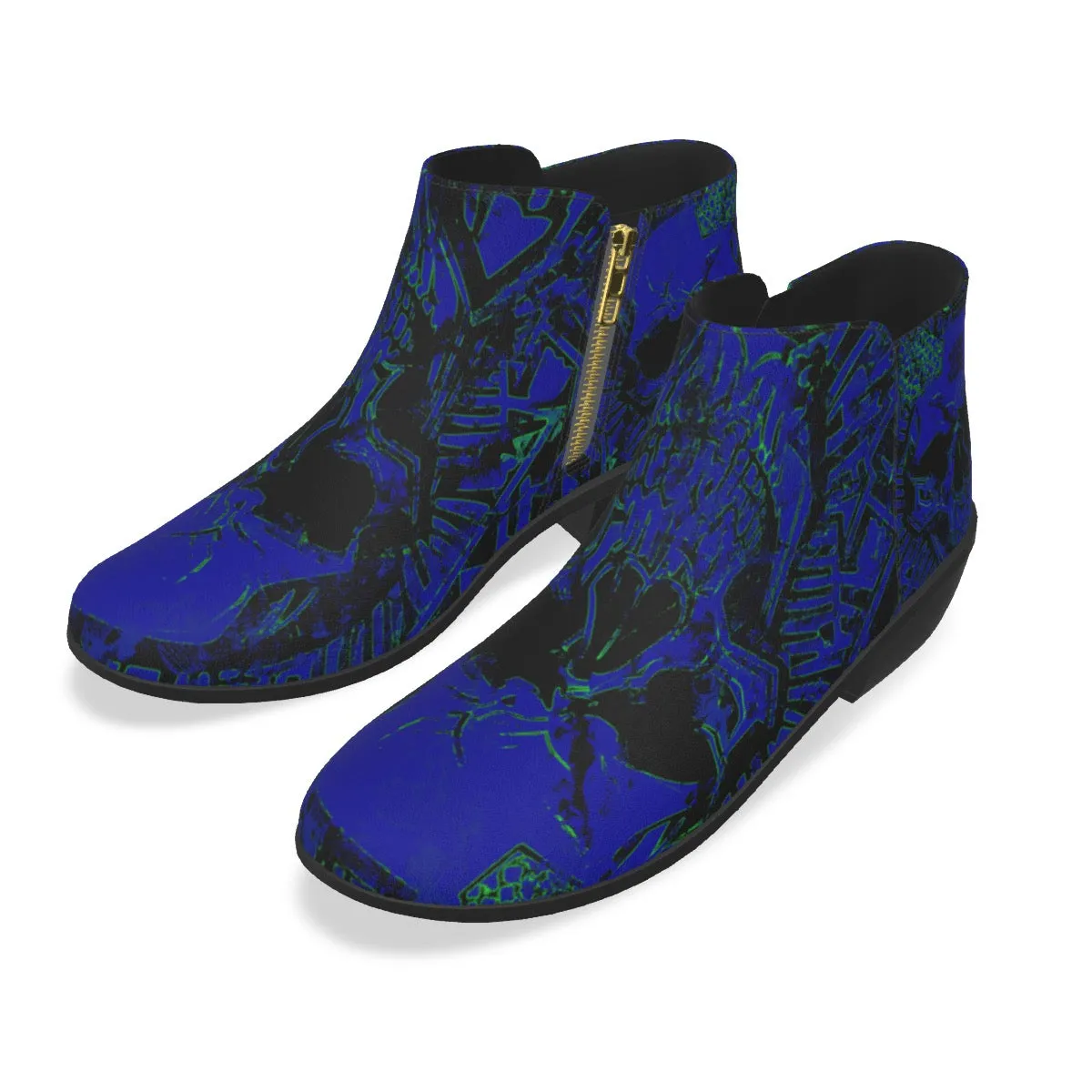 Men's Fashion Boots blue/blk skull print jaxs22