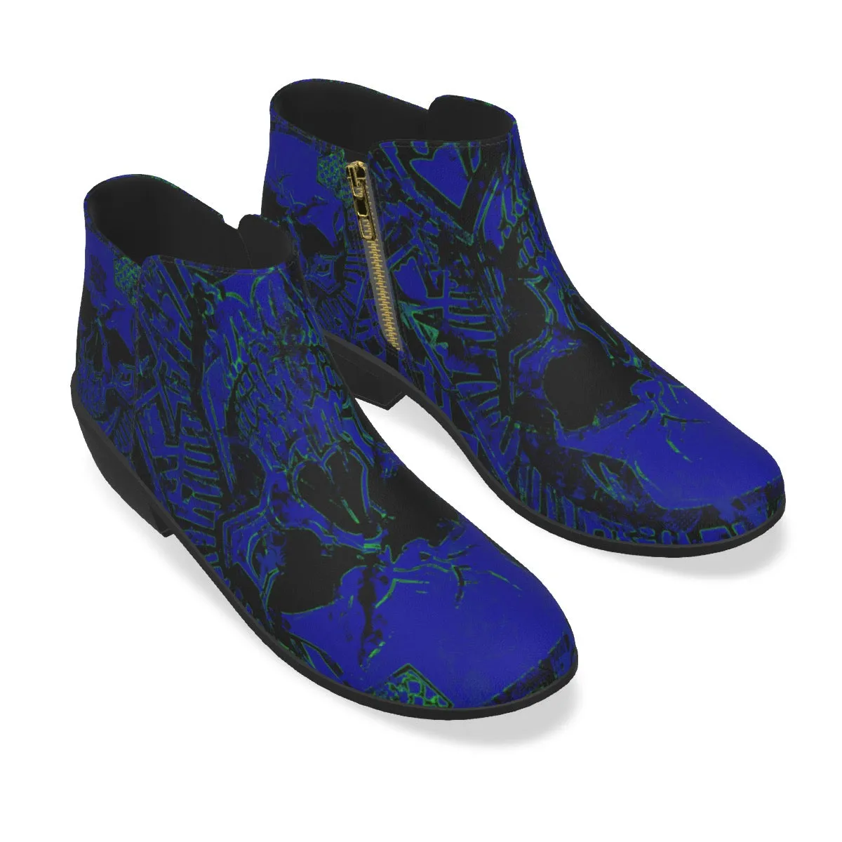 Men's Fashion Boots blue/blk skull print jaxs22