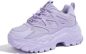 Niluber Chunky Sneakers for Women White Black Red Purple Platform Sneakers Comfortable Casual Lace Up Fashion Tennis Shoes
