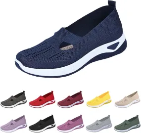Orthowalk Shoes for Women Orthopedic Arch Support Woven Mesh Breathable Soft Sneakers Slip On Wide Diabetic Footwear