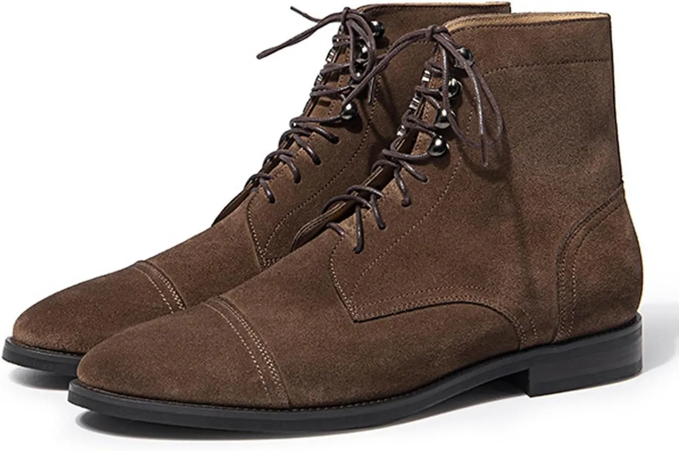 Santimon Mens Oxfords Boots Casual Dress Suede Leather Chelsea Boots Handmade Motorcycle Boots Fashion Prom Wedding Business Casual Derby Boots Cowboy Boots for Men
