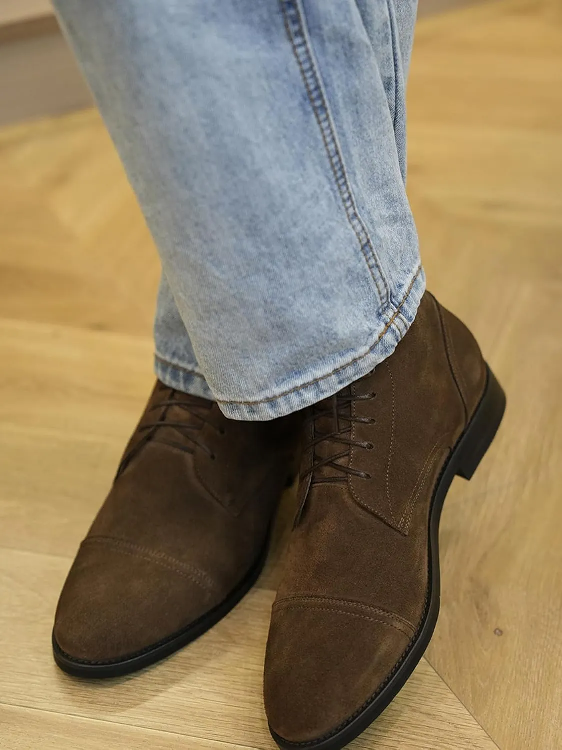 Santimon Mens Oxfords Boots Casual Dress Suede Leather Chelsea Boots Handmade Motorcycle Boots Fashion Prom Wedding Business Casual Derby Boots Cowboy Boots for Men