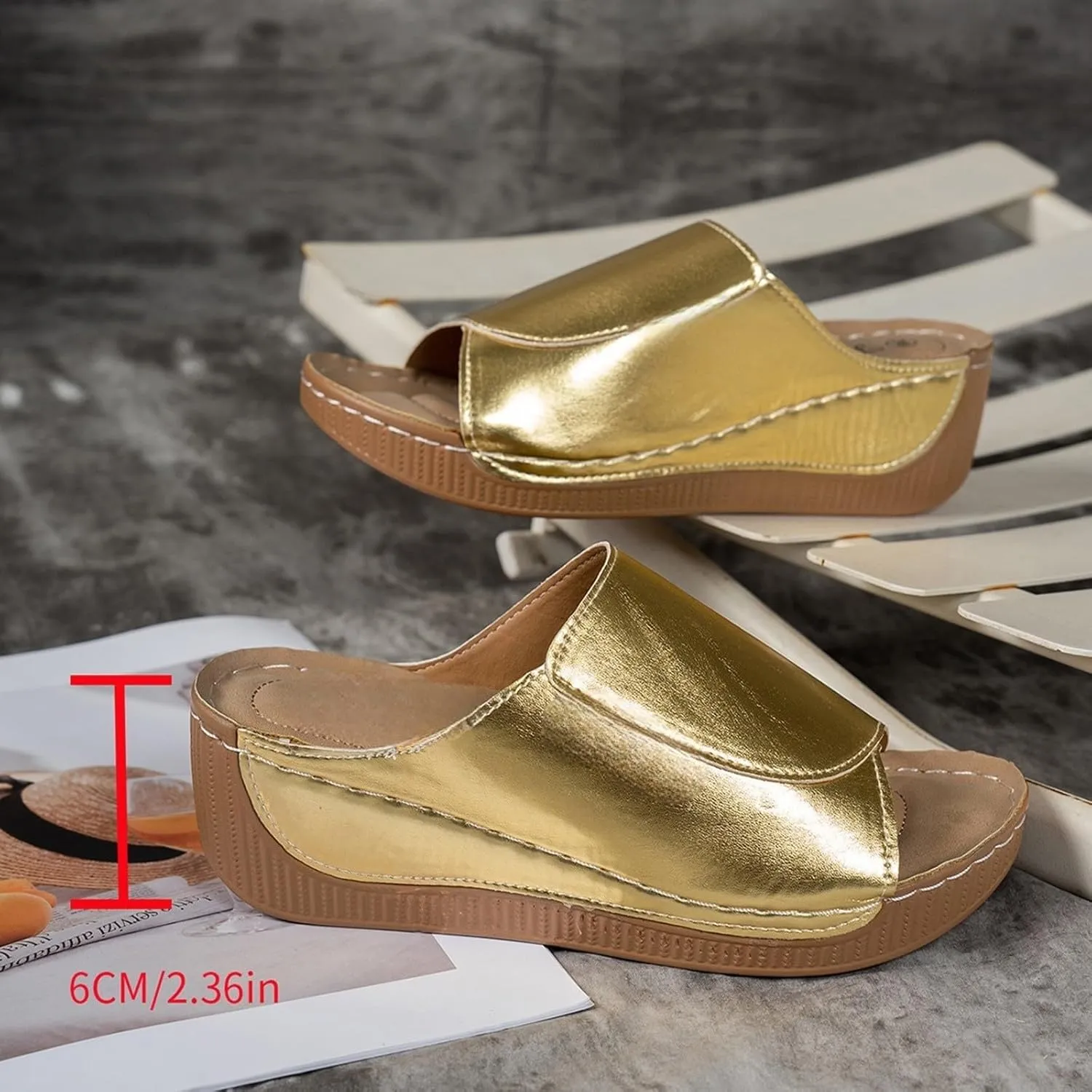 Summer Sandals for Women Wide Width Platform Wedge Sandals Breathable Open Toe Slippers Comfortable Arch Support Slip On Sandal Casual Walking Shoes Wedding Party Dress Shoes