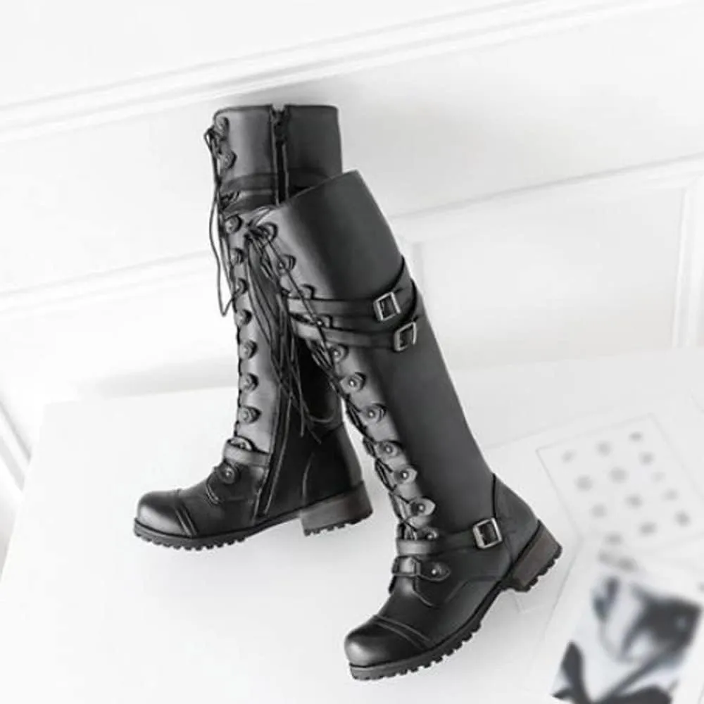 Yanzhenglip Over The Knee Boots for Women Wide Calf, Platform Thigh High Boots Knit Leather Splicing Long Boots Black Round Toe Chunky Heels Zipper Stretch Sexy Tall Boots Winter Warm Dress Boots