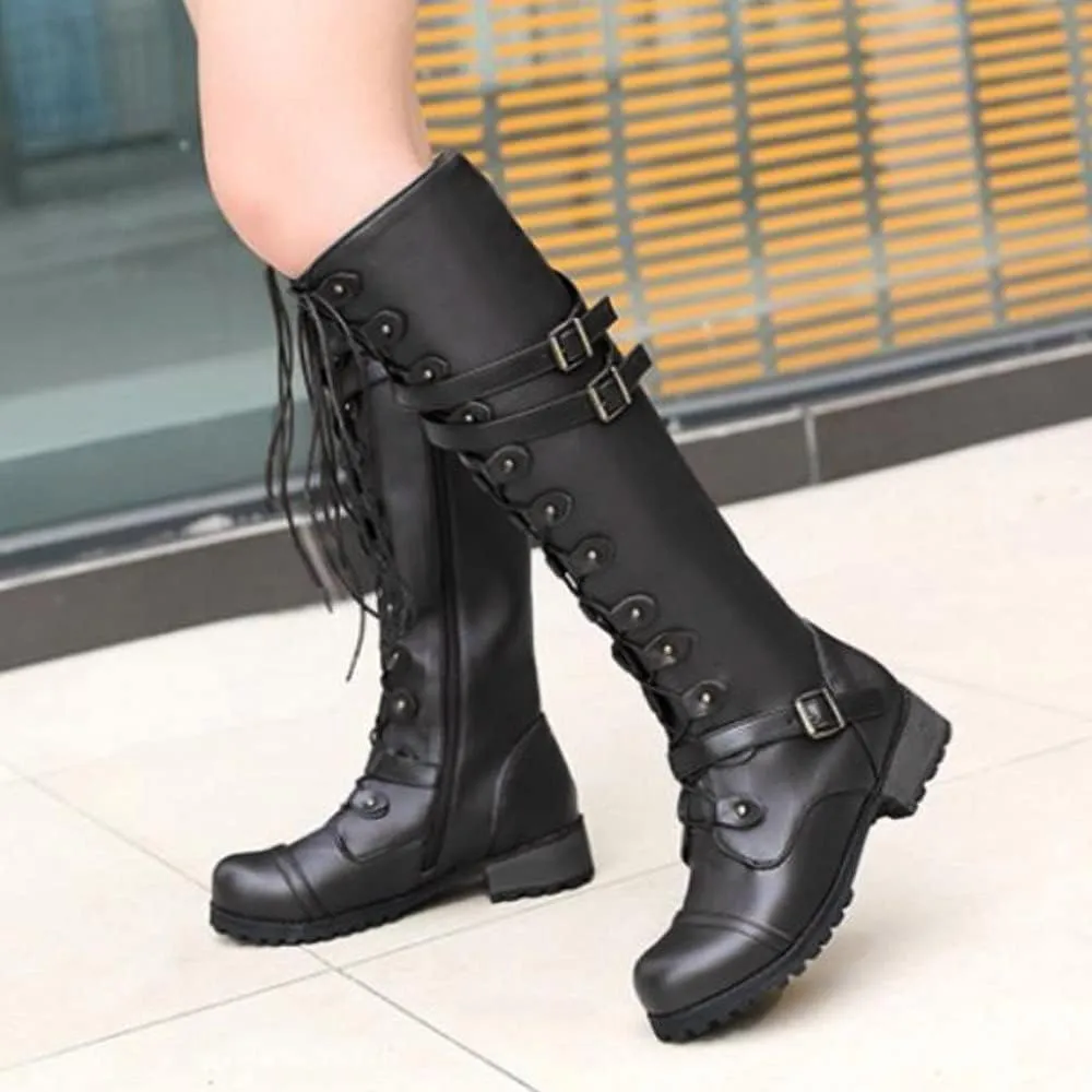 Yanzhenglip Over The Knee Boots for Women Wide Calf, Platform Thigh High Boots Knit Leather Splicing Long Boots Black Round Toe Chunky Heels Zipper Stretch Sexy Tall Boots Winter Warm Dress Boots