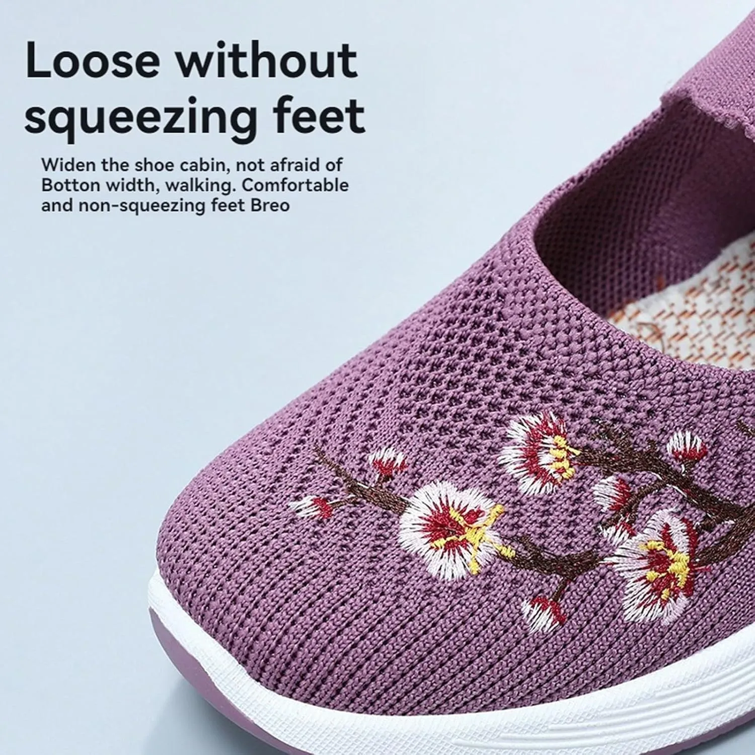 ZWRXW Womens Barefoot Walking Shoes Arch Support Orthopedic Shoe Extra Wide Toe Box Healthy & Non-Slip Diabetic Shoes Mesh Up Footwear with Adjustable Strap for Indoor Outdoor