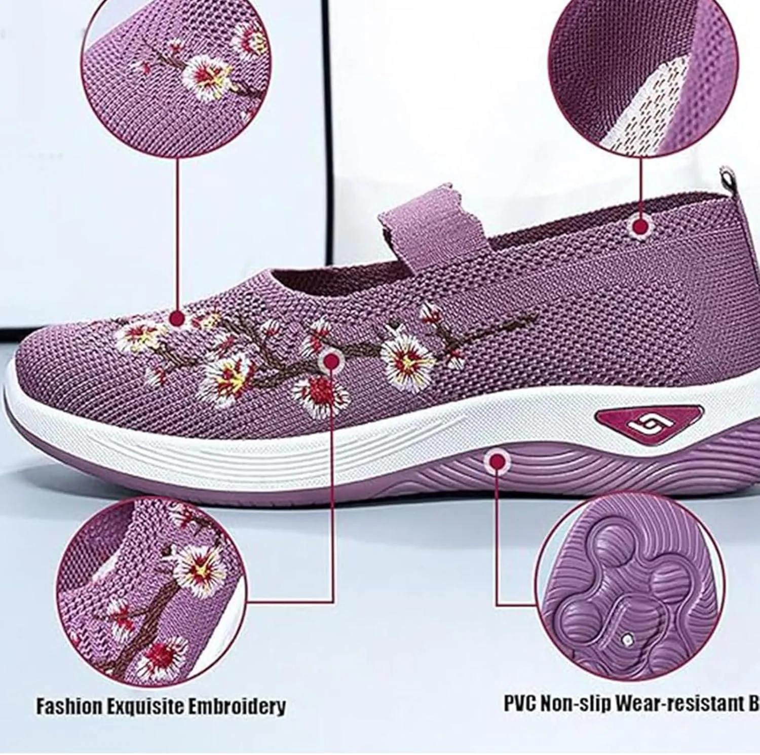 ZWRXW Womens Barefoot Walking Shoes Arch Support Orthopedic Shoe Extra Wide Toe Box Healthy & Non-Slip Diabetic Shoes Mesh Up Footwear with Adjustable Strap for Indoor Outdoor