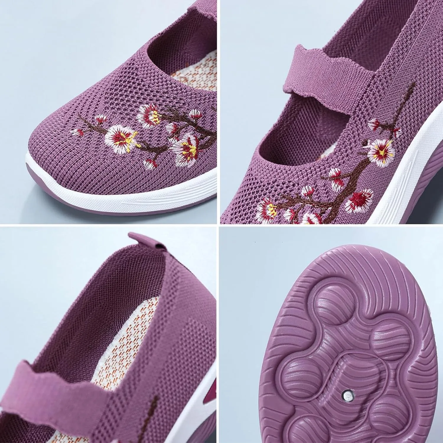 ZWRXW Womens Barefoot Walking Shoes Arch Support Orthopedic Shoe Extra Wide Toe Box Healthy & Non-Slip Diabetic Shoes Mesh Up Footwear with Adjustable Strap for Indoor Outdoor