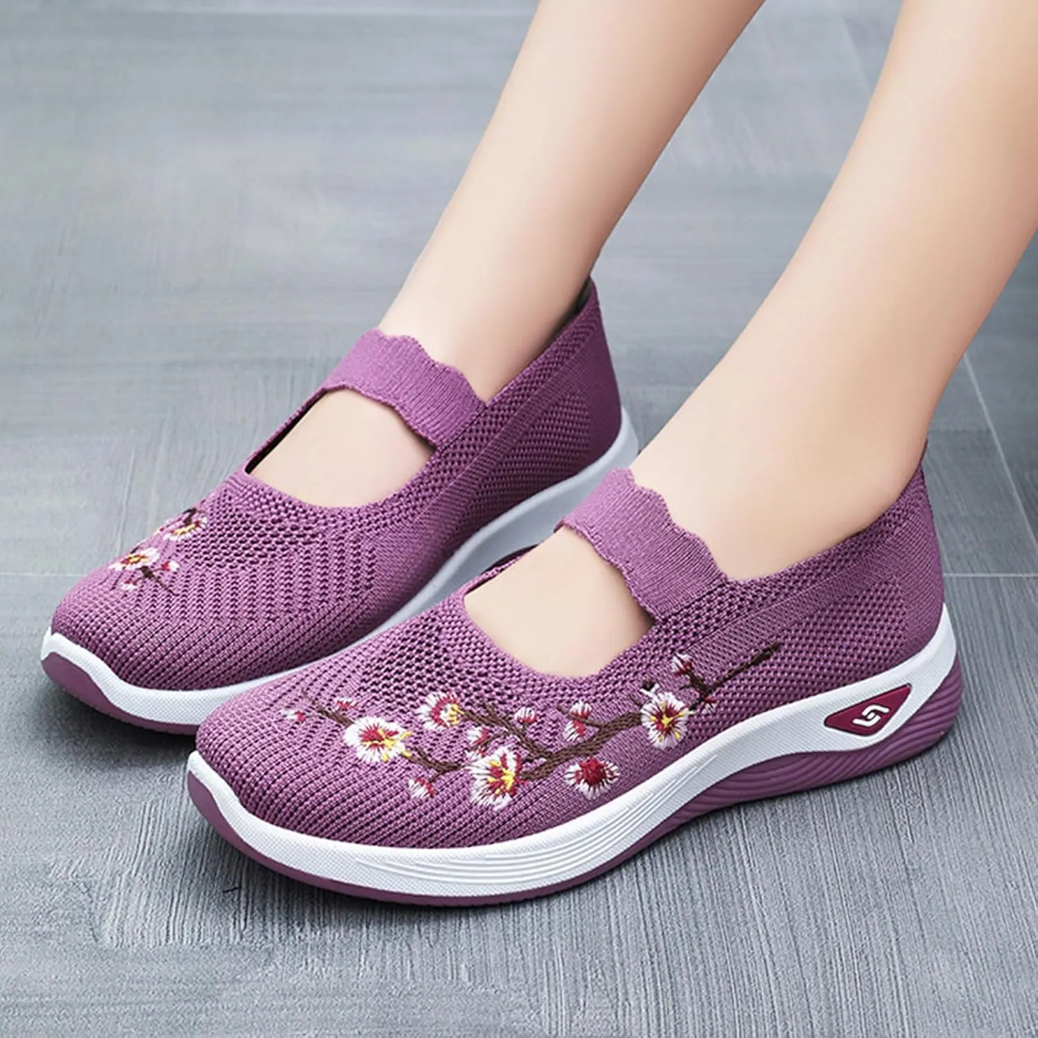 ZWRXW Womens Barefoot Walking Shoes Arch Support Orthopedic Shoe Extra Wide Toe Box Healthy & Non-Slip Diabetic Shoes Mesh Up Footwear with Adjustable Strap for Indoor Outdoor
