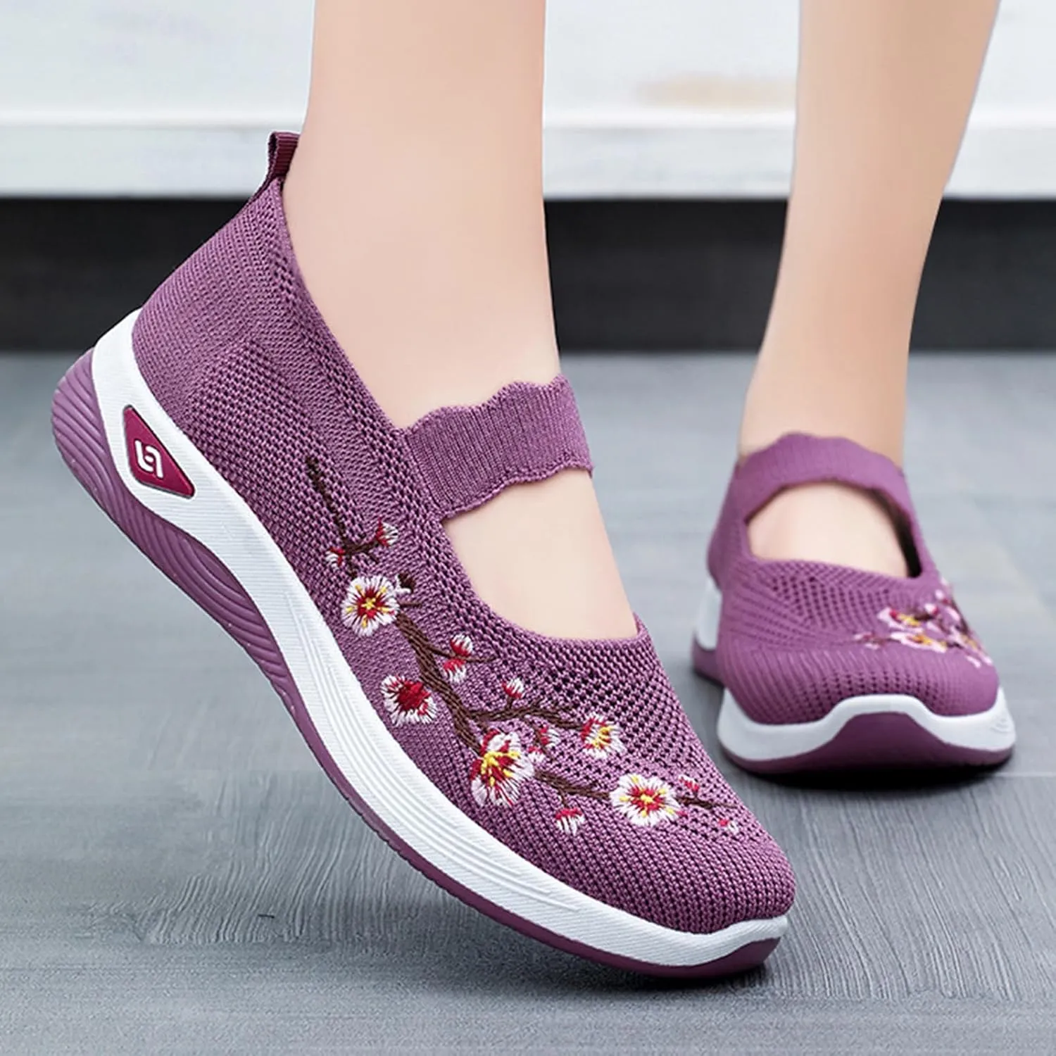ZWRXW Womens Barefoot Walking Shoes Arch Support Orthopedic Shoe Extra Wide Toe Box Healthy & Non-Slip Diabetic Shoes Mesh Up Footwear with Adjustable Strap for Indoor Outdoor